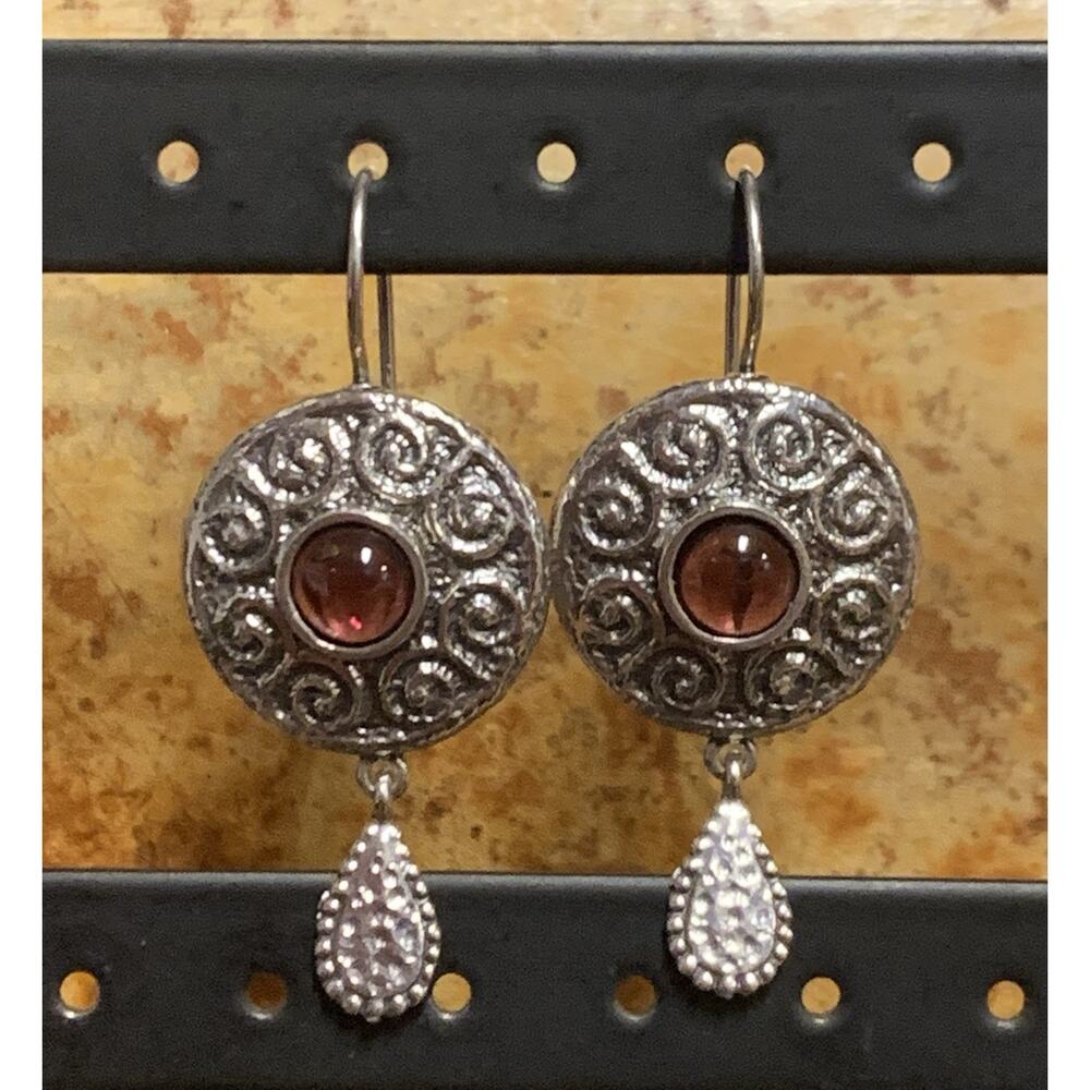 Sterling Silver and Amethyst Earrings with Dangle Charm by A